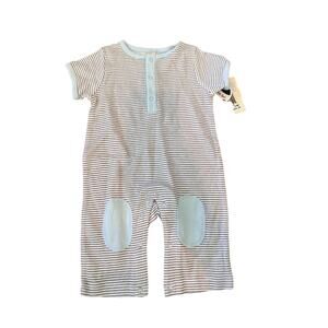 NWT Absorba Baby White Brown Striped Print One Piece Romper Size 0-3 Months